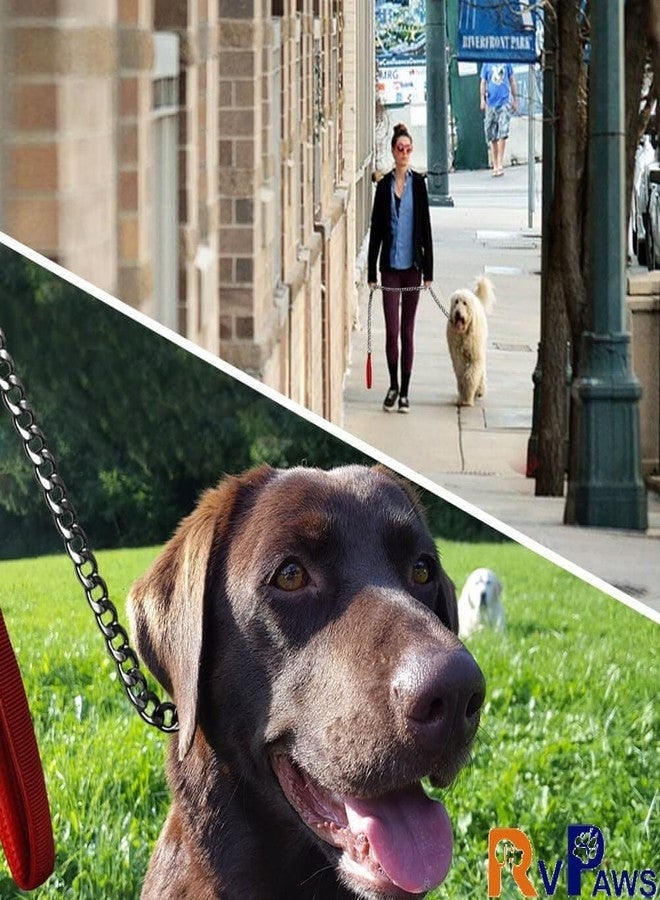 Pups&Pets Heavy Duty Brass Hook Leash Handle Chain 50 Inch Metal Dog Leash, Heavy Duty Chew Proof Pet Leash Chain with Padded Handle for Outdoor Training - Image 3